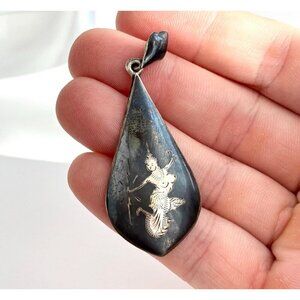 Mekkala(h) Siam Sterling Silver 925 Vintage Thai Made Nielloware Brooch Pin
